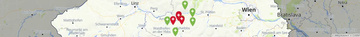 Kartenansicht für Apotheken-Notdienste in der Nähe von Persenbeug-Gottsdorf (Melk, Niederösterreich)